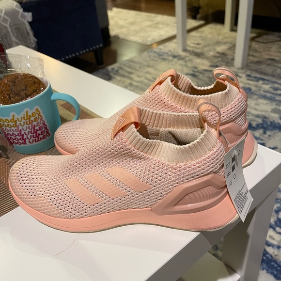 Adidas Rapidarun Knit Sock Pink Sneakers Laceless - Picture 4 of 6